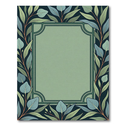 Eucalyptus Leaf Border Green Rug