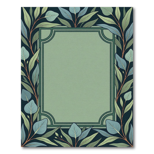 Eucalyptus Leaf Border Green Rug