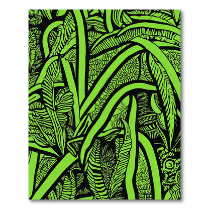 Vibrant Lime Green Tropical Leaf Rug