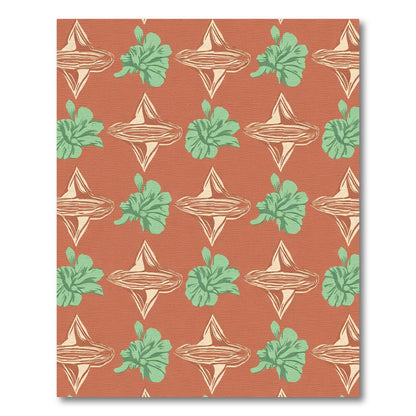 Terracotta Mint Floral Diamond Repeat Rug