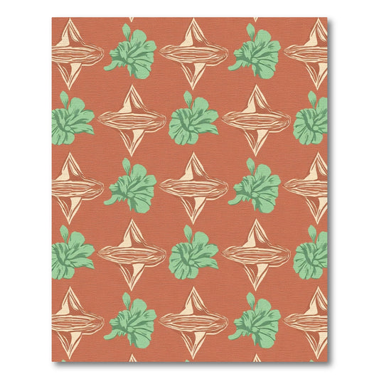 Terracotta Mint Floral Diamond Repeat Rug