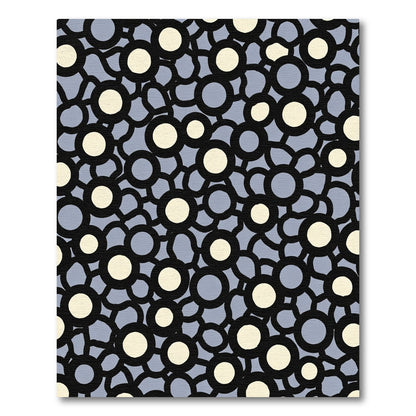Light Beige Black Circles Arrangement Rug