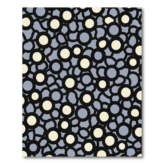 Light Beige Black Circles Arrangement Rug