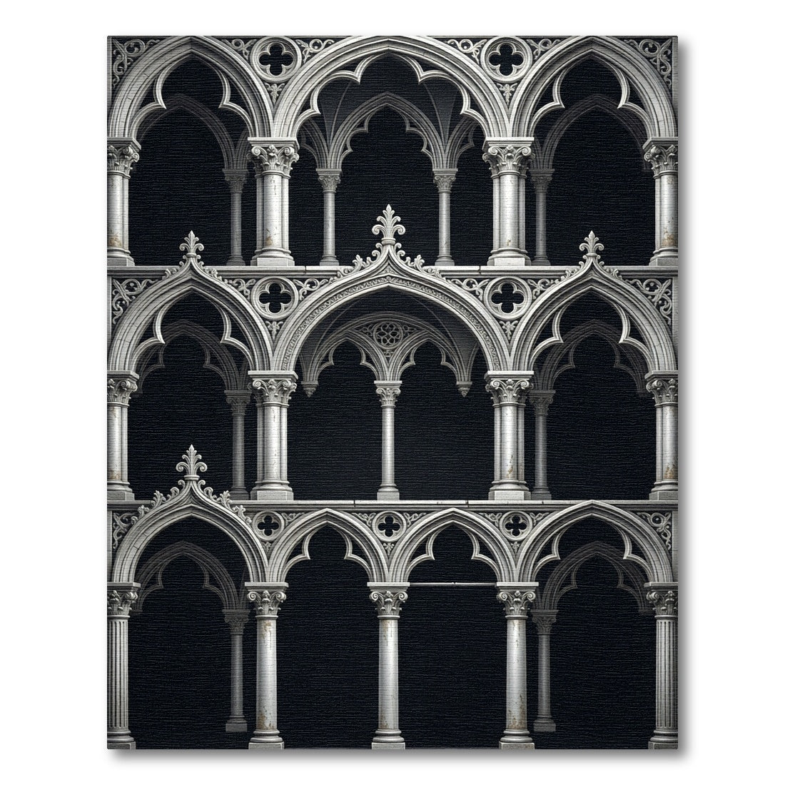 Gothic Arch Architectural White Stone Rug