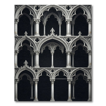 Gothic Arch Architectural White Stone Rug