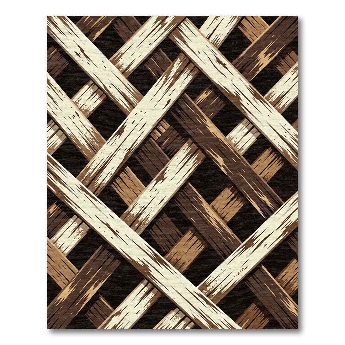 Rustic Brown Interwoven Wood Grain Weave Rug