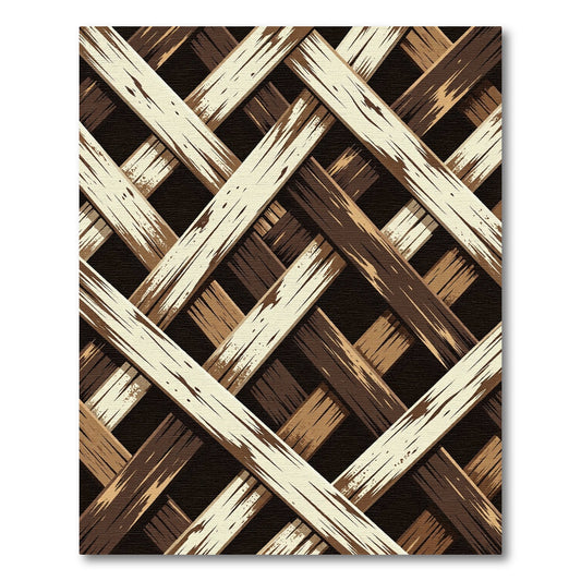 Rustic Brown Interwoven Wood Grain Weave Rug