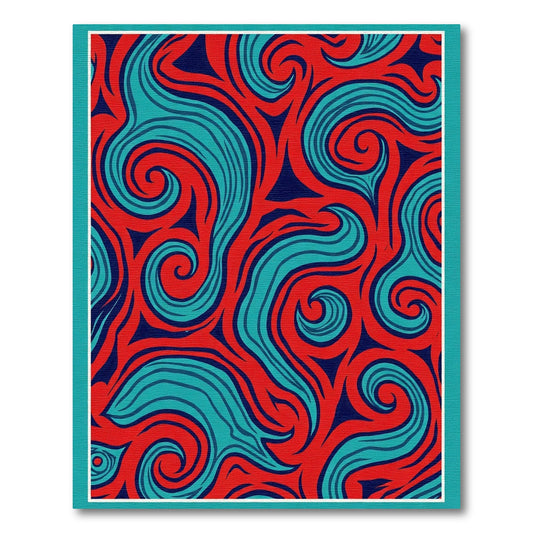 Crimson Turquoise Swirl Abstract Rug
