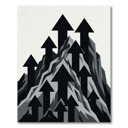 Black Arrows Ascending Mountain Peaks Rug