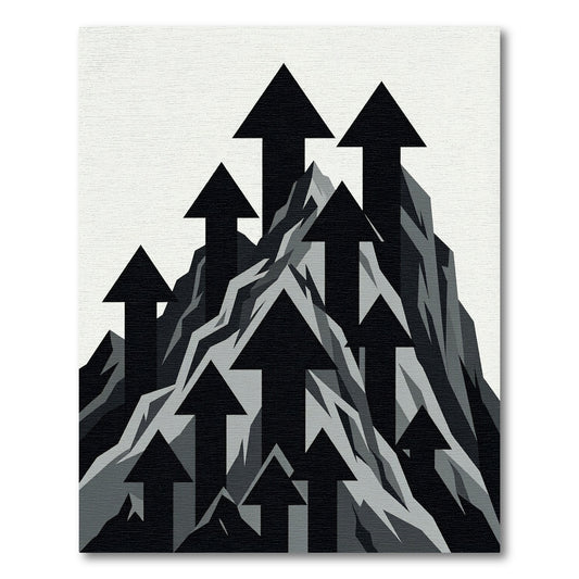 Black Arrows Ascending Mountain Peaks Rug