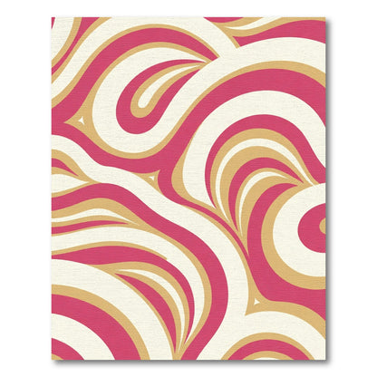 Vibrant Red Gold Swirl Waves Rug