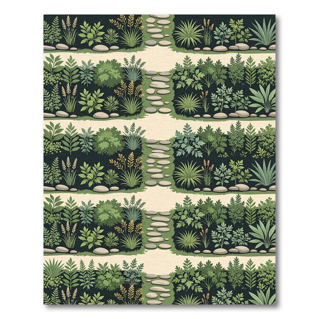 Botanical Forest Path Earthy Green Rug