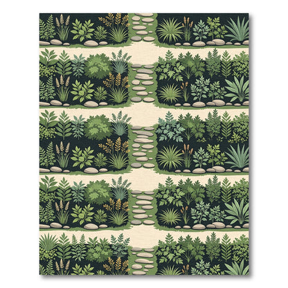 Botanical Forest Path Earthy Green Rug