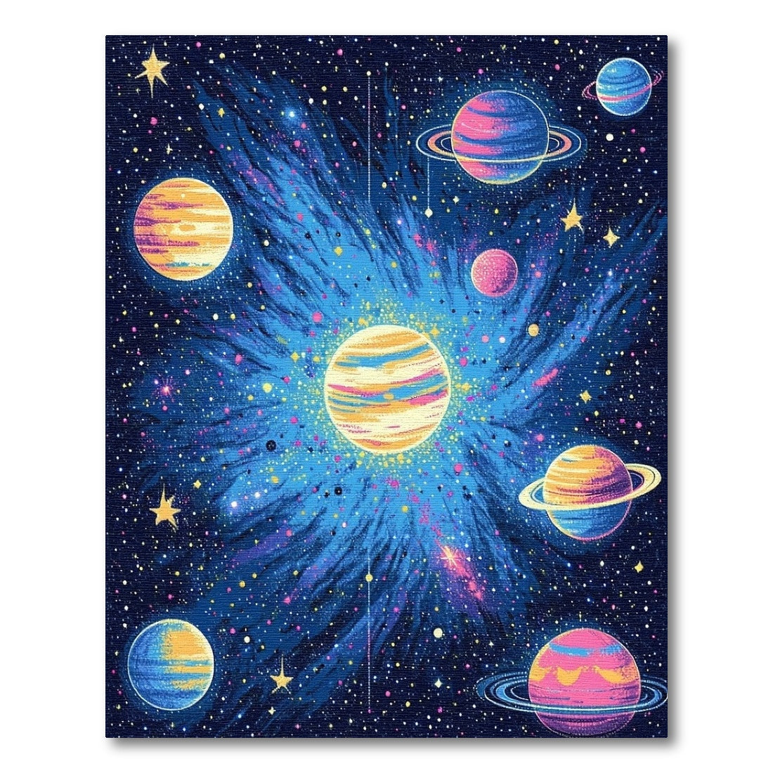 Cosmic Nebula Vibrant Planets Stars Rug
