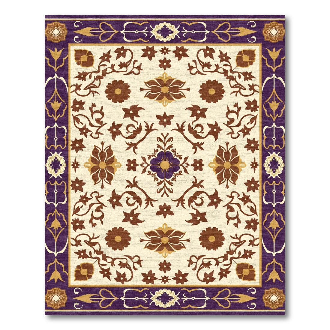 Rich Plum Floral Vine Medallion Rug