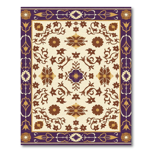 Rich Plum Floral Vine Medallion Rug