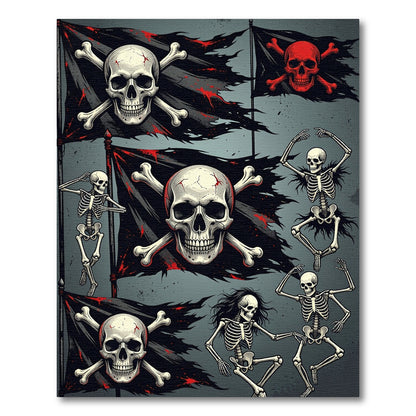 Gothic Pirate Skull And Dancing Skeleton Rug