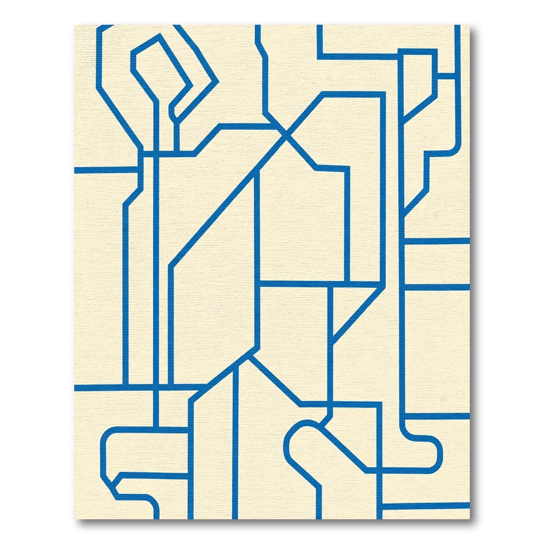 Abstract Blue Geometric Maze Rug