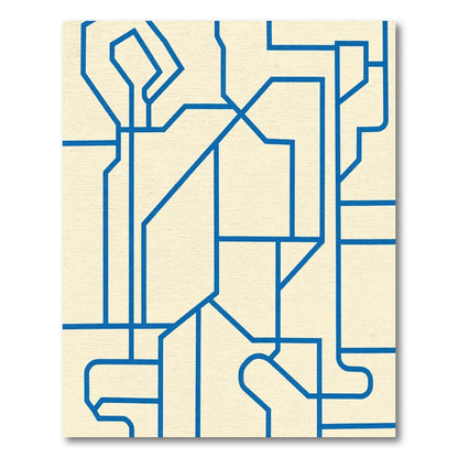 Abstract Blue Geometric Maze Rug