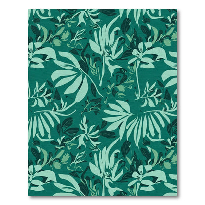 Teal Tropical Foliage Abstract Rug