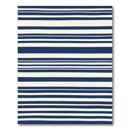 Navy Cream Modern Horizontal Stripe Rug