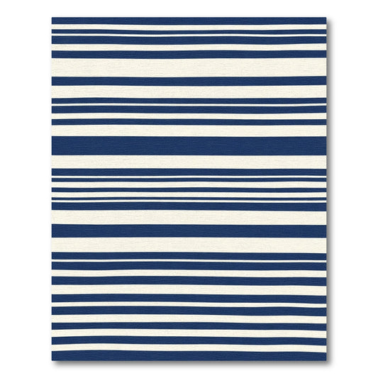 Navy Cream Modern Horizontal Stripe Rug