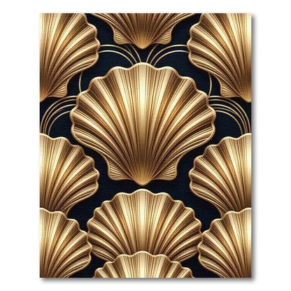 Golden Art Deco Fan Abstraction Rug