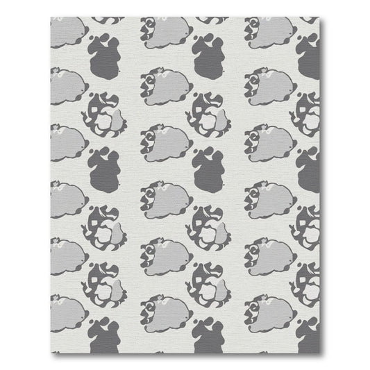 Abstract Gray Cloud Clusters Rug