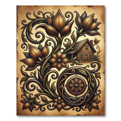 Vintage Floral Vine Cabin Accent Rug
