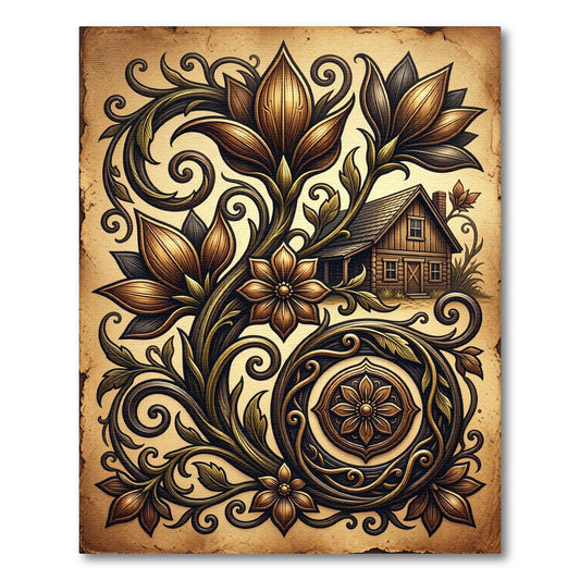 Vintage Floral Vine Cabin Accent Rug