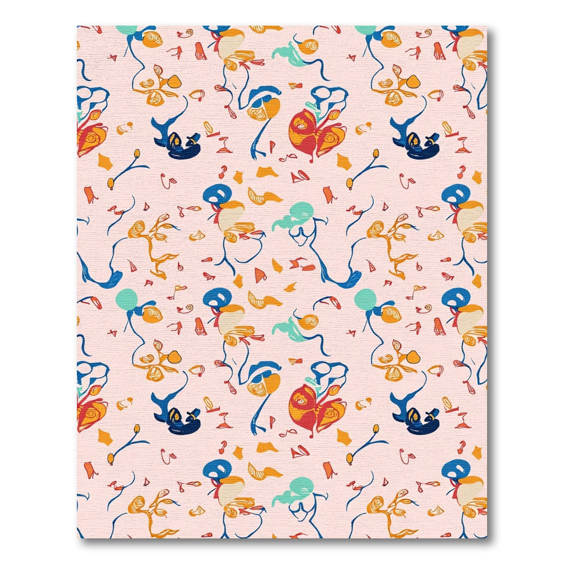 Whimsical Abstract Floral Playful Figures Rug