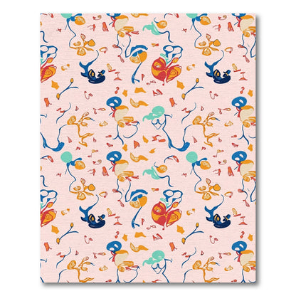 Whimsical Abstract Floral Playful Figures Rug