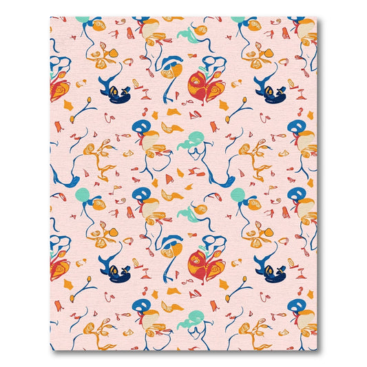 Whimsical Abstract Floral Playful Figures Rug