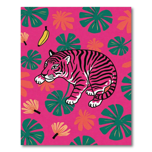 Hot Pink Tiger Floral Jungle Rug