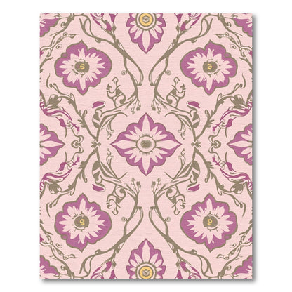 Pink Purple Floral Vine Medallion Rug