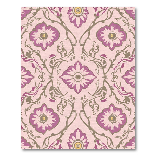 Pink Purple Floral Vine Medallion Rug