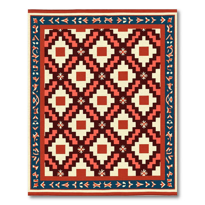 Geometric Diamond Folk Art Rug