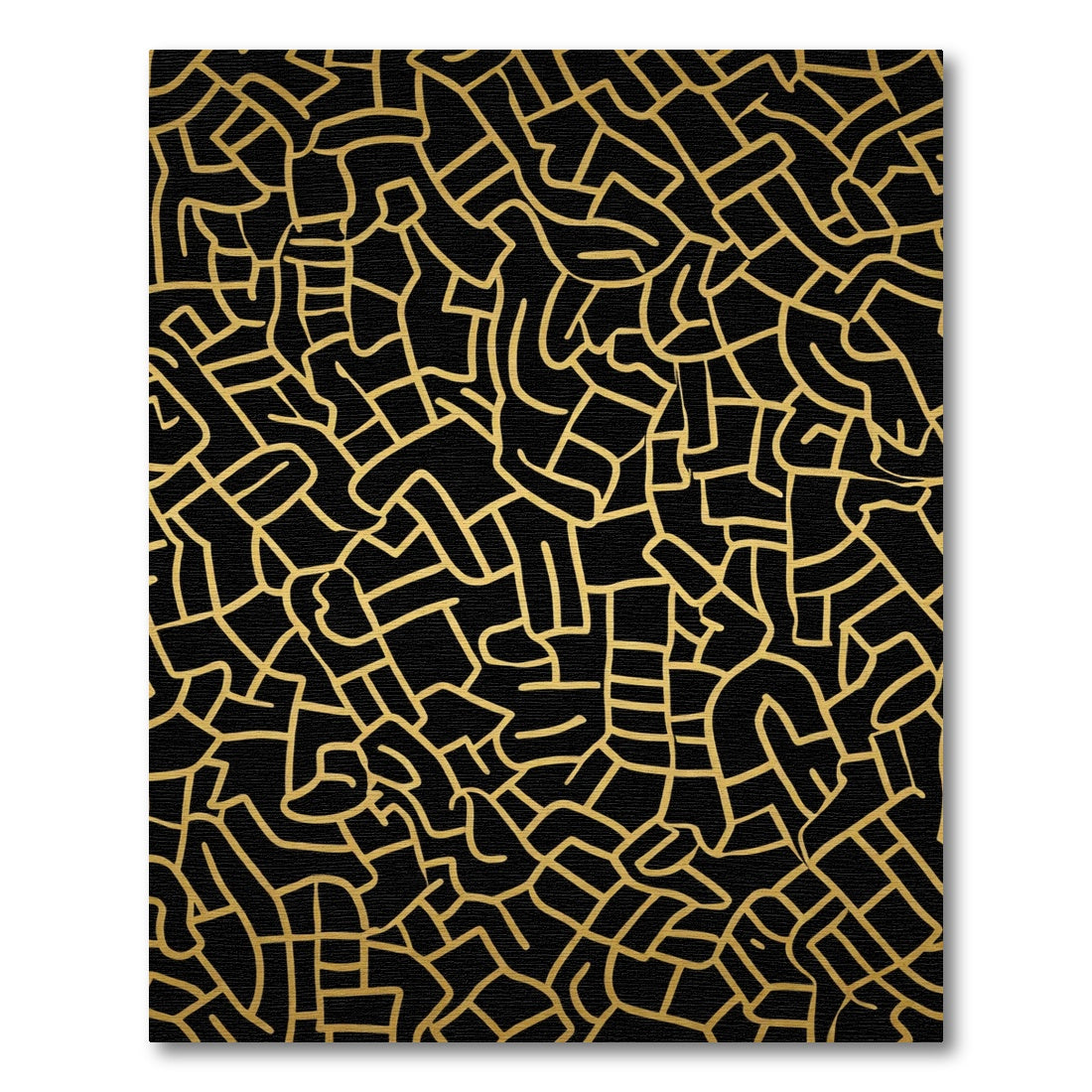 Black Gold Abstract Maze Rug