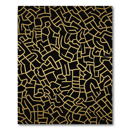 Black Gold Abstract Maze Rug
