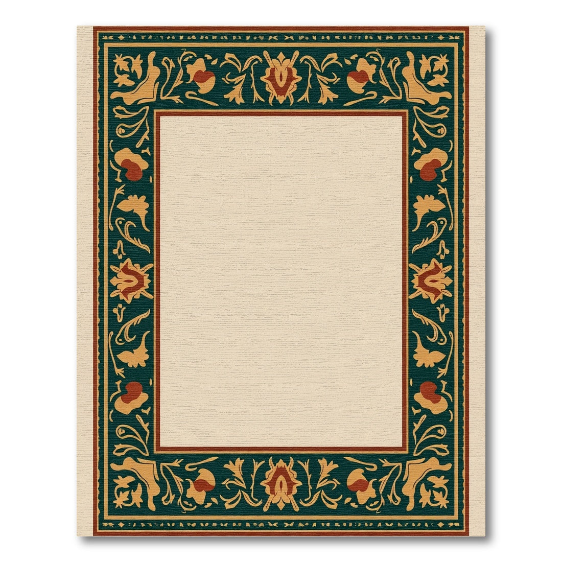 Vintage Teal Floral Border Rug