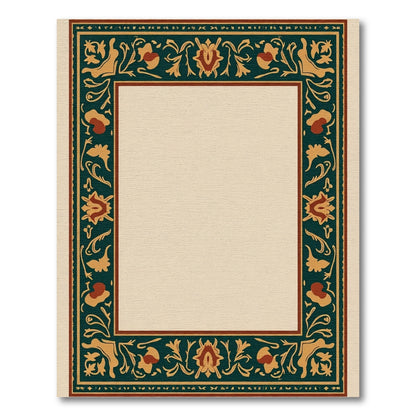 Vintage Teal Floral Border Rug