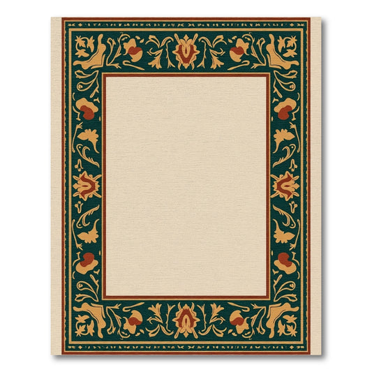 Vintage Teal Floral Border Rug