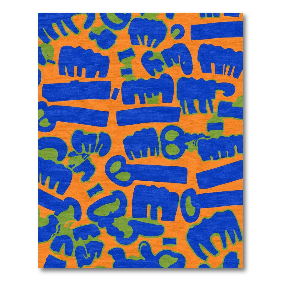 Vibrant Blue Orange Abstract Keys Rug