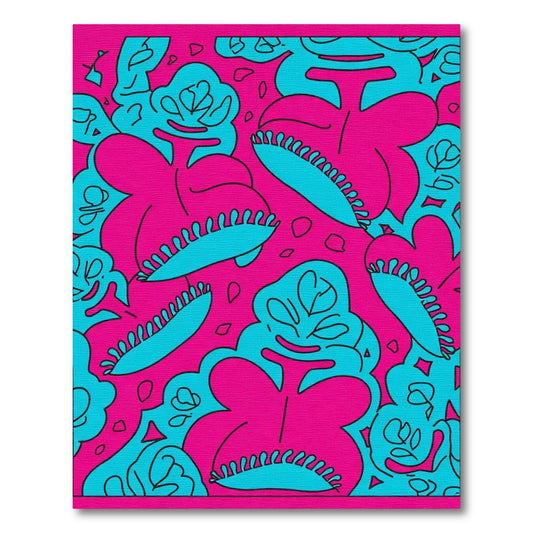 Bold Magenta Turquoise Abstract Playful Swirls Rug