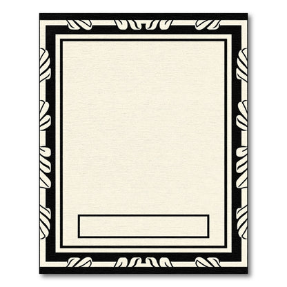 Cream Black Leaf Border Rectangular Rug
