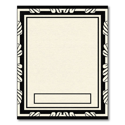 Cream Black Leaf Border Rectangular Rug