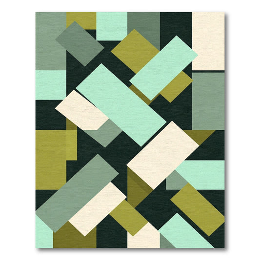 Subtle Geometric Overlay Blocks Rug