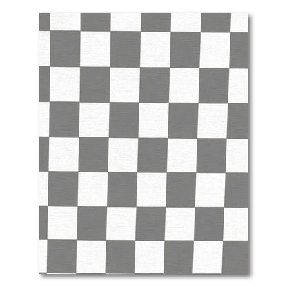 Classic Gray White Checkered Square Rug