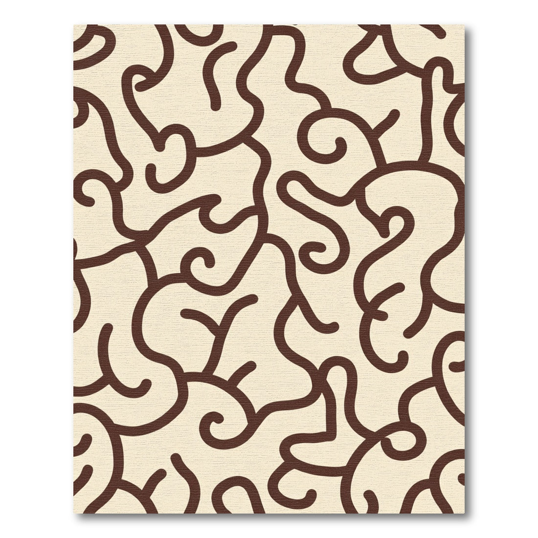 Cream Brown Abstract Swirls Rug
