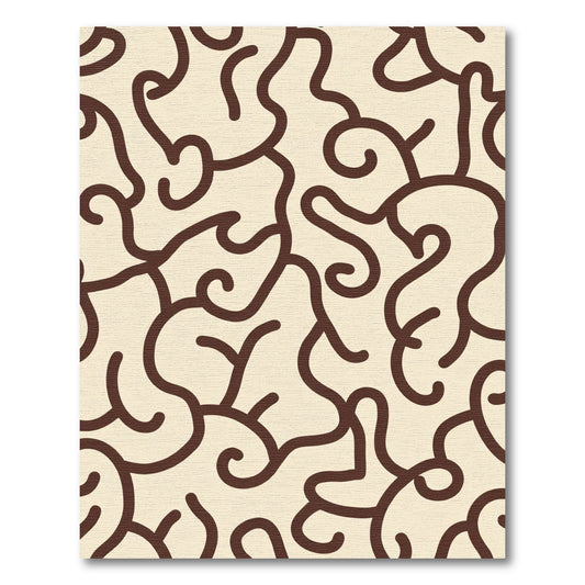 Cream Brown Abstract Swirls Rug